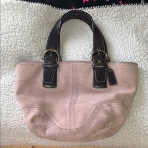 Suede coach handbag
